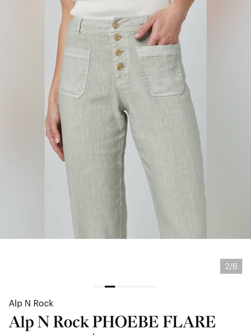 All n Rock Phoebe Flare Linen Blend Pants Button Fly Green Pants Large